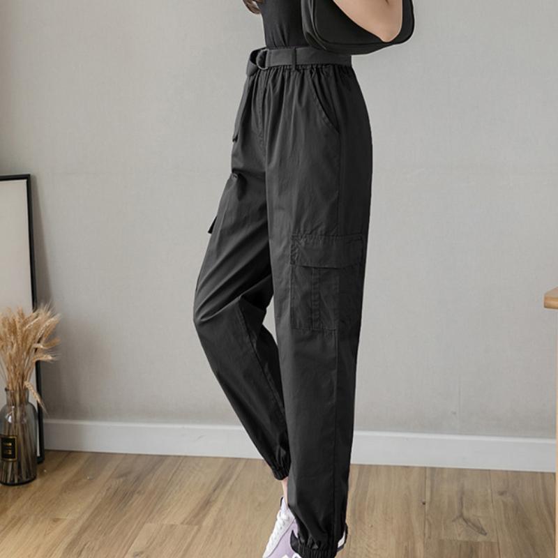 Drawstring Overalls Women's Summer Women's Korean Style Loose Bf Wind Casual Pants High Waist Harem Pants