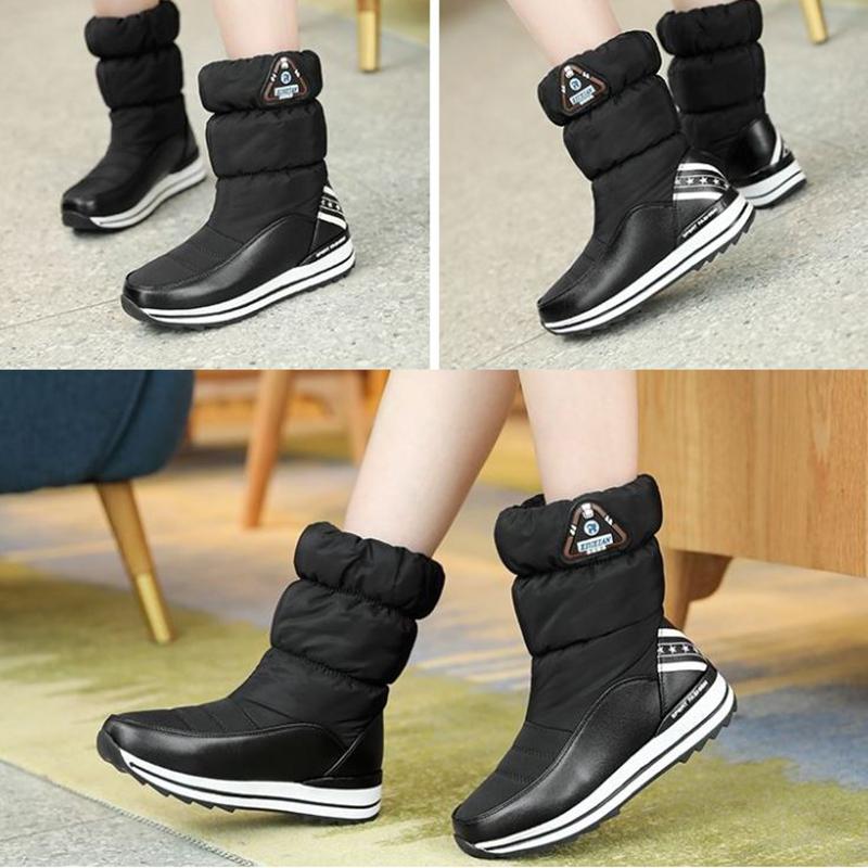Ski Boots Women Winter Outdoor In The Tube Waterproof Non-slip Travel Snow Boots Plus Velvet Warm Plus Size Boots