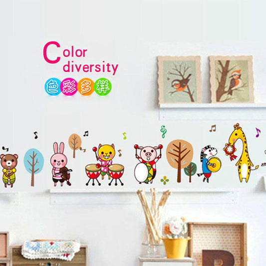 Animal band cartoon wall stickers kindergarten bedroom living room background decoration removable