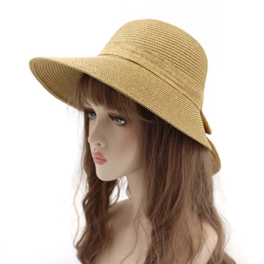 Straw hat Stylish vintage style linen bow summer straw hat