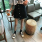 Women Summer High Waist Irregular Denim Skirt Student Anti-Light Thin Black A-line Short Skirt