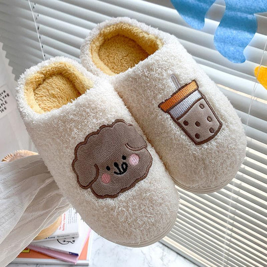 Autumn and Winter Slippers with Non-slip Soles Plush Slippers Indoor Cute Plush Slippers Soft Shoes