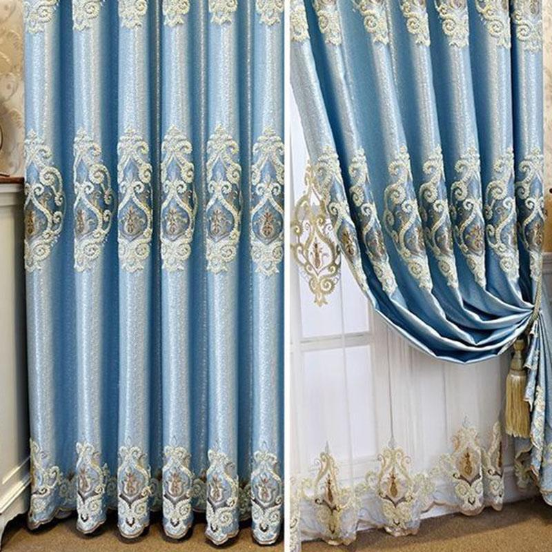 1/2pcs Luxury European-style Embroidered Thick Curtains for Living Room Balcony Bedroom Two-layer Blackout Curtain