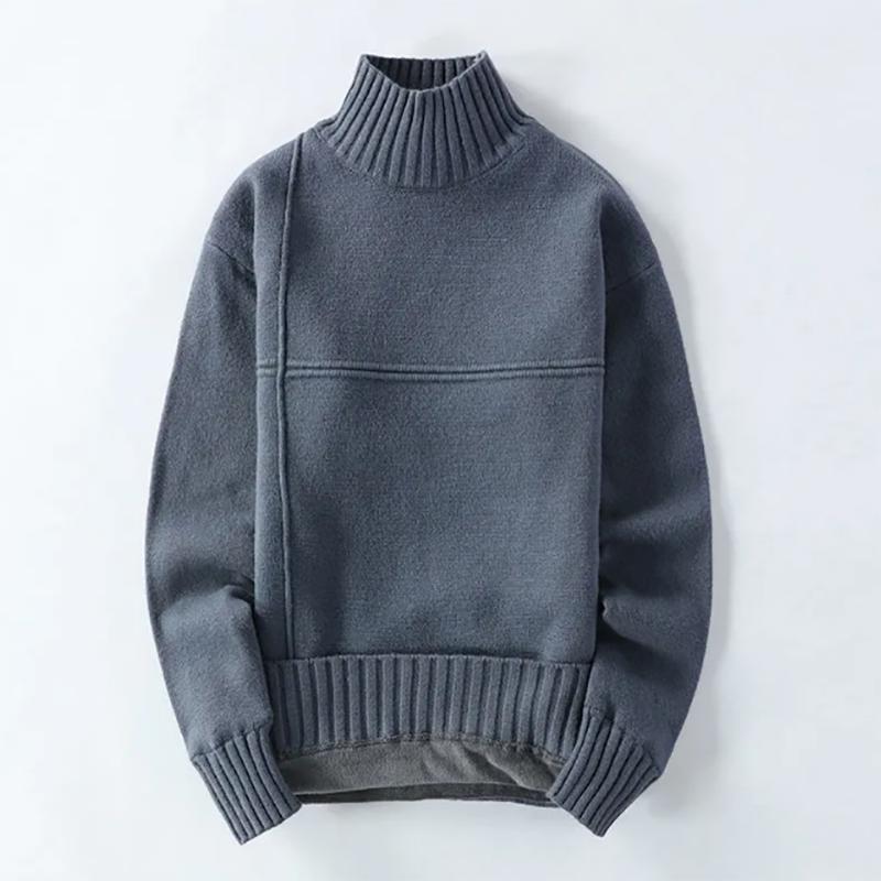 Autumn and Winter Men's Sweatshirts Round Neck Warm Knit Sweater Half High Neck Sweater Youth Sweater Men
