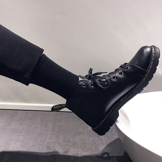 Autumn High-top Leather Shoes British Style Wild Student Martin Boots Men's Casual Working Boots