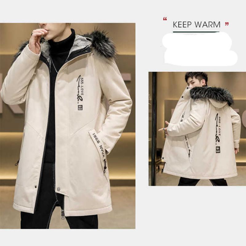 Winter Fashion Trend Cold-proof Cotton Coat Men's Mid-length Plus Velvet Padded Parker