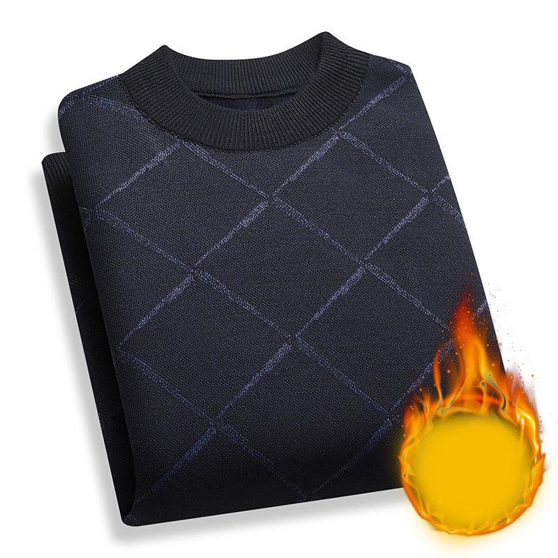 Plus Velvet Thick Winter Sweater Round Neck Long-sleeved Sweater Bottoming Shirt Men's Warm Top
