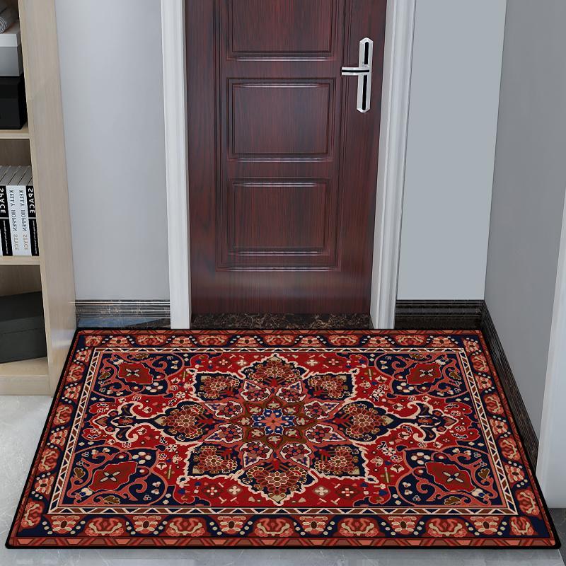 Retro Home Land Pad Door Pad Entrance Home Entoucted Porch Mat Door Foot Pad Water Absorbing Continental Carpet Living Room 60*90cm