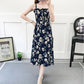 Bohemian Slim and Fresh Suspender Wrapped In Chest Floral Chiffon Dress Women's Summer Vacation Beach Skirt