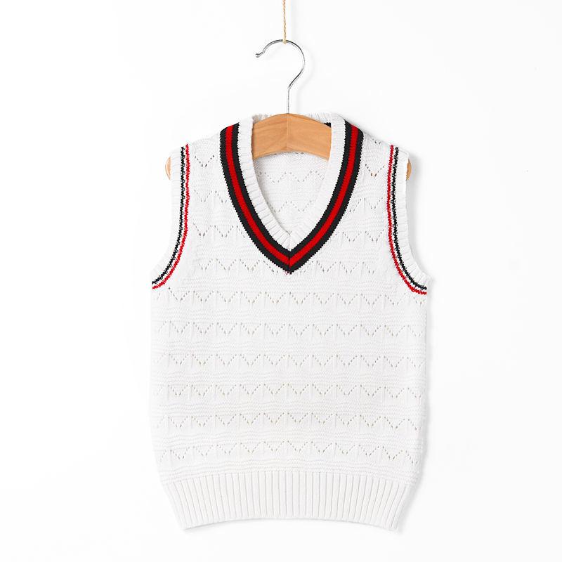 Knitted Baby Vest Children's Checker Printed Vest Boys Knitted V-neck Vest Fall/ Winter Outwear
