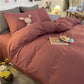 Pure Color Simple Nordic Fengshui Washed Cotton Four-piece Quilt Cover Sheet Student Dormitory Three-piece Bedding
