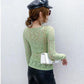 Women's Spring and Autumn Long Sleeve Lace Bottoming Shirt Square Collar Slim Top