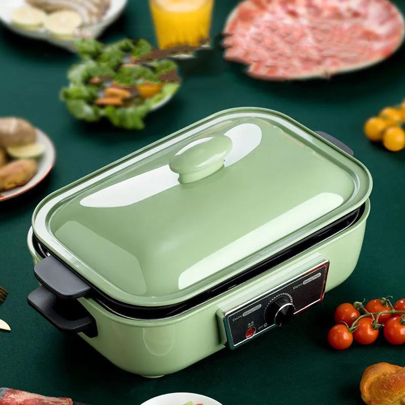 British Multi-function Cooking Pot Barbecue Meat Boiler Household Electric Pot for Frying and Cooking Fried Egg Barbecue Plate
