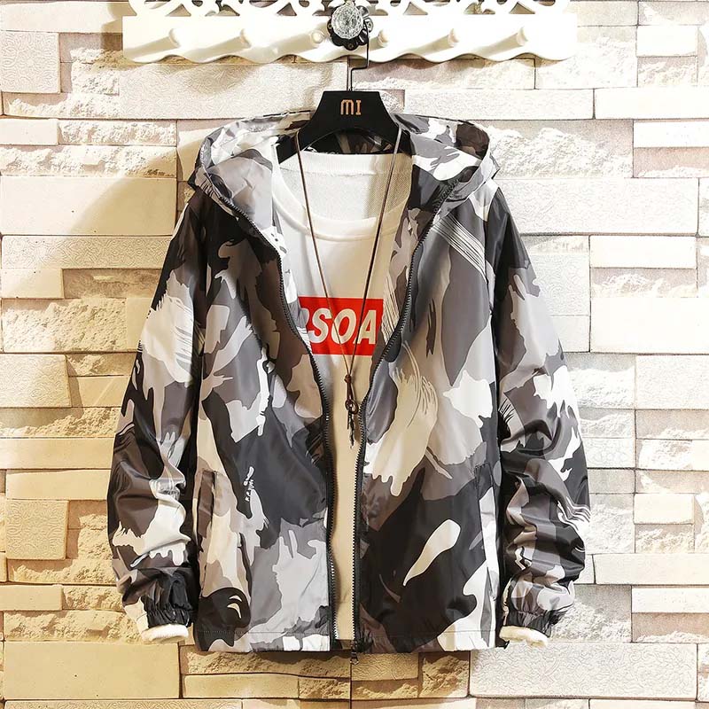 Spring and Autumn Men's Jacket Trend Handsome Camouflage Casual Spring and Autumn Jacket Loose Student Shirt Outer Gown