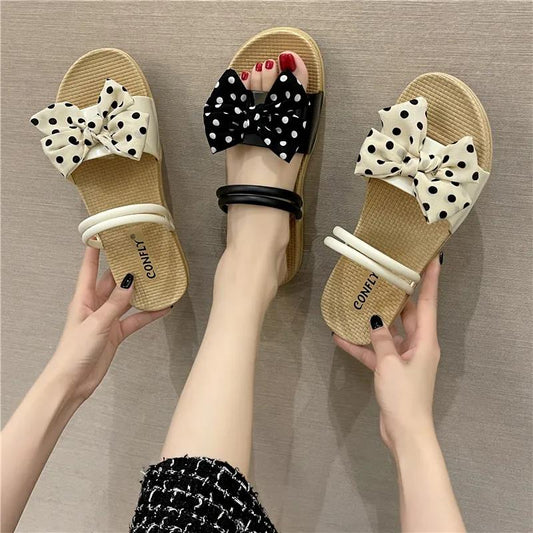 Summer Women's Sandals Bow All-match Beach Women's Flat Sandals