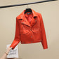 Women's Leather Motorcycle Korean Style Slim Short Leather Jacket