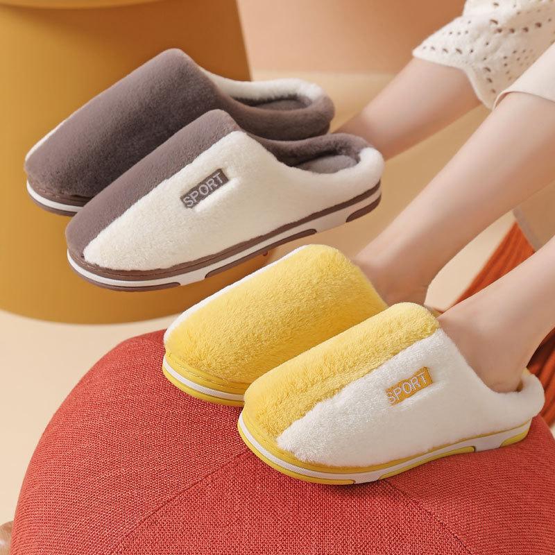 Women Men Slippers Autumn Winter Cute Casual Flat Shoes House Indoor Bedroom Home Cotton Comfortable Sliders Thick Warm Slippers Couples Lovers