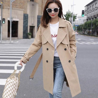 Spring and Autumn Windbreaker Large Size All-match Women's Mid-length Coat Women