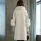Autumn and Winter New Faux Sheep Shearling Coat Women Mid-length Faux Fox Fur Collar Loose Grain Fleece Faux Fur Coat