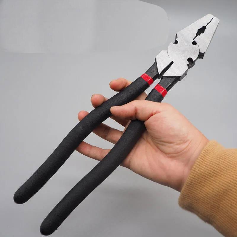 Lengthened Vise Pliers 10 Inch Heavy Duty Pliers 12 Flat Mouth Pliers Labor Saving Bolt Cutters Wire Cutters