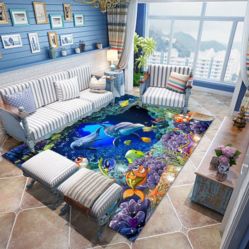 3D Modern Light Luxury Household Carpet Nordic Living Room Bedroom Bedside Cartoon Ottoman Blanket