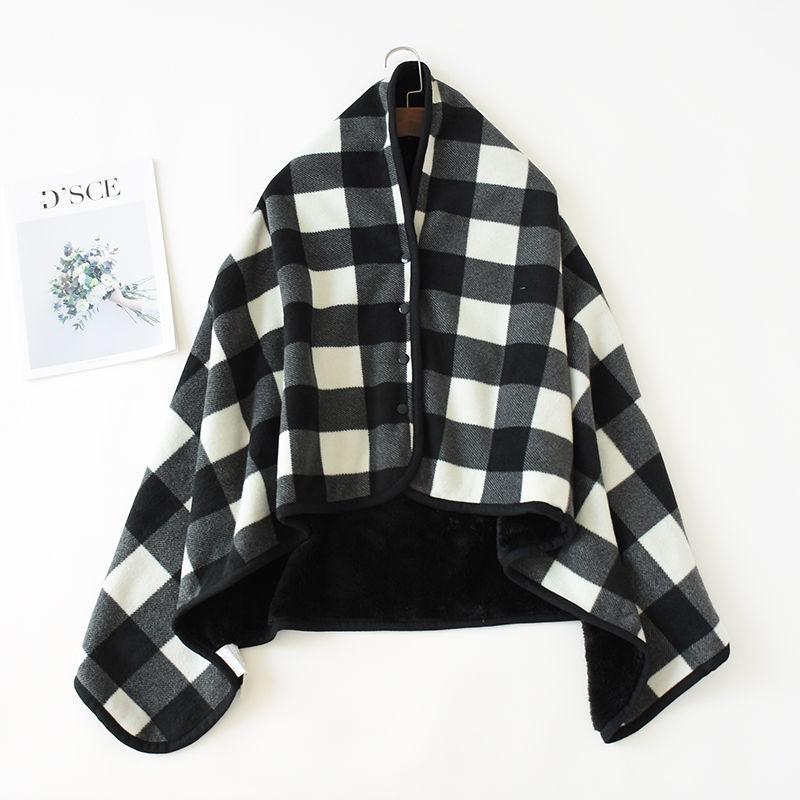 Thicken In Autumn and Winter To Keep Warm and Heat Take A Lazy Flannel Blanket Multi-purpose Shawl Blanket Female Nap Cloak