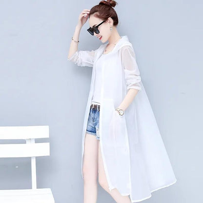 Spring and Summer Breathable Sun Protection Clothing Women's Mid-length Loose Large Size Sun Protection Clothing Women's Thin Coat