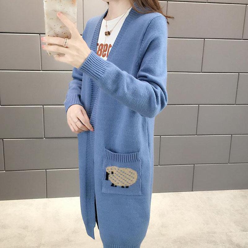 Mid-length Sweater Fashion Knit Cardigan Jacket for Spring and Autumn Simple Casual Women's Jacket