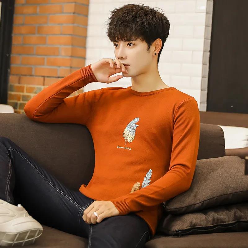 Sweater Men Korean Round Neck Sweater Men's Knit Sweater Long-sleeved All-match Bottoming Shirt To Keep Warm In Winter
