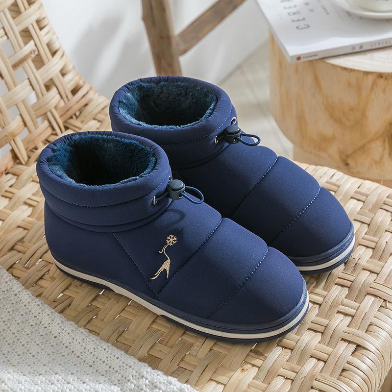Bag with Cotton Slippers Women Winter Home Non-slip Indoor Home Couple Thick-soled Warmth Large Size Cotton Shoes Men