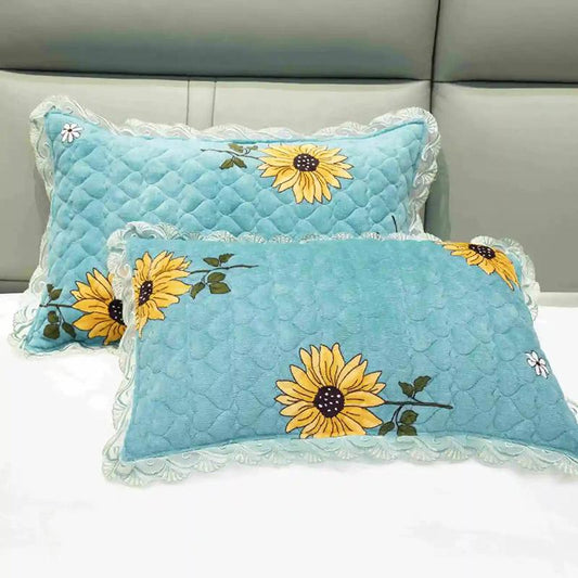 2PC Crystal Velvet Thermal Pillowcase Double Soft Skin-friendly Thermal Pillowcase