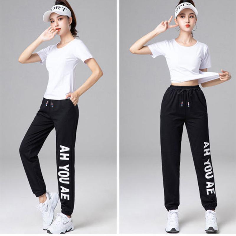 Women Leisure Harem Pants High Waist Wide Leg Trousers Pants Solid Street Sports Harajuku Joggers