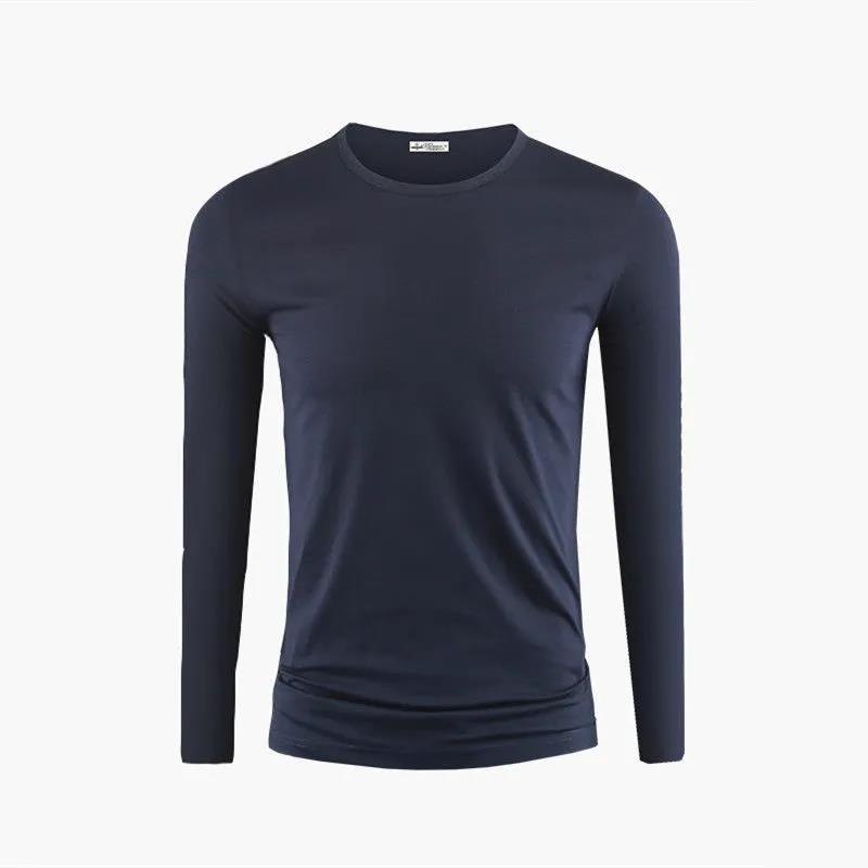 Long-sleeved T-shirt Men's Winter Warm and Comfortable with A Solid Color Bottoming Shirt Slim Thin Section