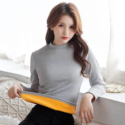 Thermal Underwear Ladies Plus Velvet Thick Autumn and Winter Tight-fitting Long-sleeved Body Sculpting Bottoming Shirt Autumn Clothing