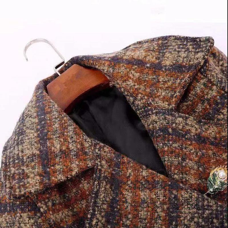 Autumn and Winter Woolen Coat Korean Style Slim-fit Belt Woolen Coat Women's Thick Large Size Mid-length Over-the-knee Coat