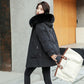 Women's Down Jacket Mid-length Thick Warm Winter Down Jacket Fluffy Big Fur Collar Warm Winter Thick Coat Thick Cotton Jacket Women
