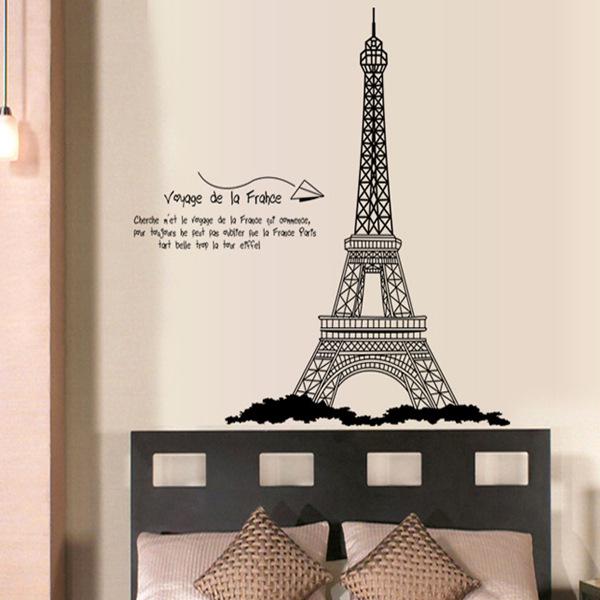 English Wall Stickers Black Eiffel Tower Living Room Bedroom Background Decorative Wall Stickers