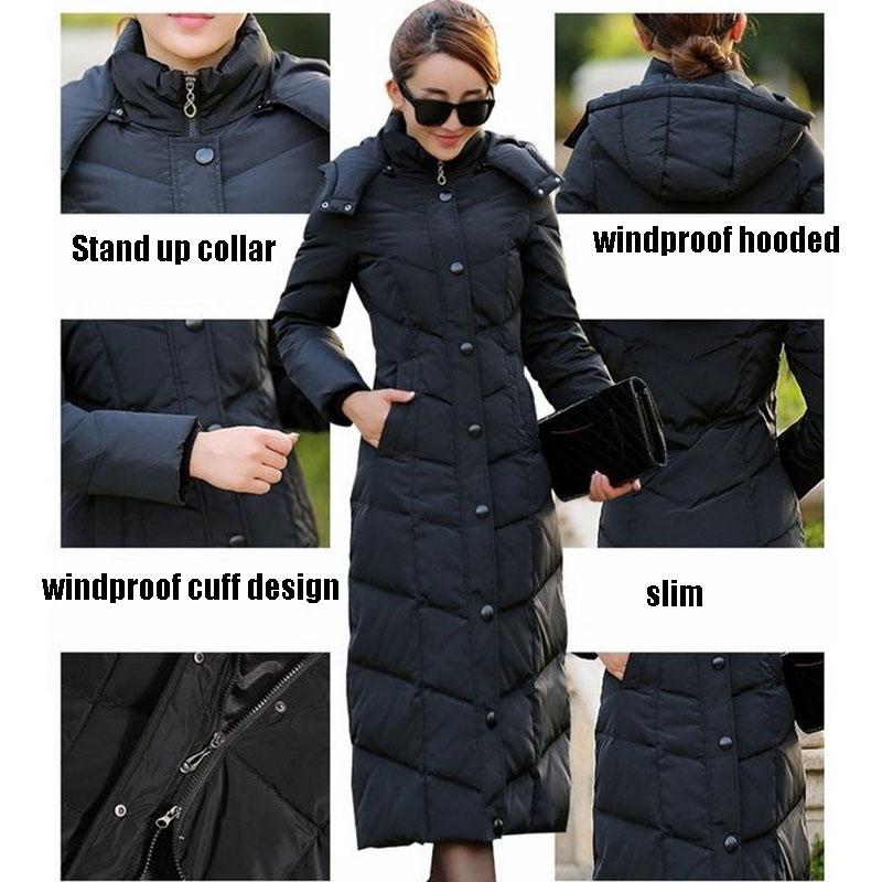 Winter Duck Down Jacket for Women Hooded Puffer Jacket  White Duck Down Coat Thick Warm Long Parkas Coat  Female Outwear