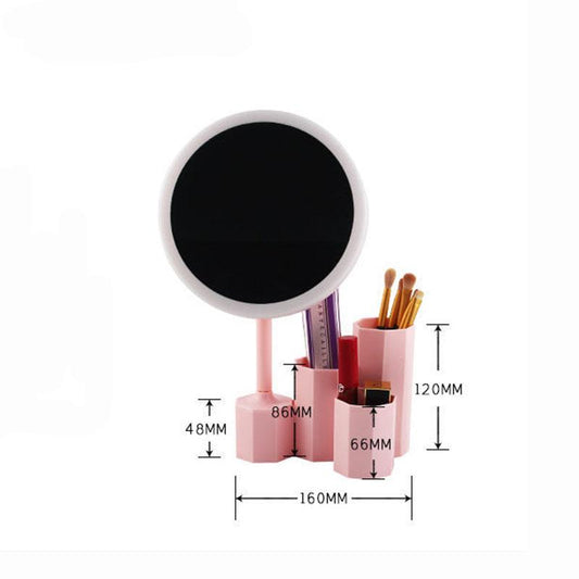 Cosmetic Mirror with Storage Box 3800MAh Makeup Mirror Rotatable Removable LED Three Kinds of Light Five Times Magnifying Glass
