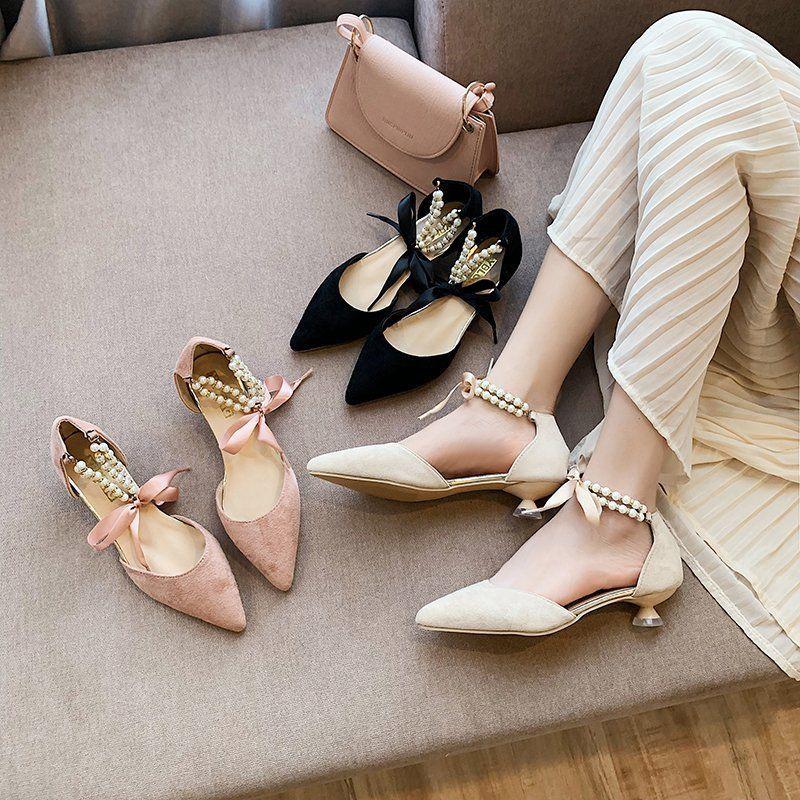 High Heels Female Stiletto Hollow Shoes Pointed Toe Spring and Summer All-match French Style Small High Heel Sandals Lace-up Single Shoes