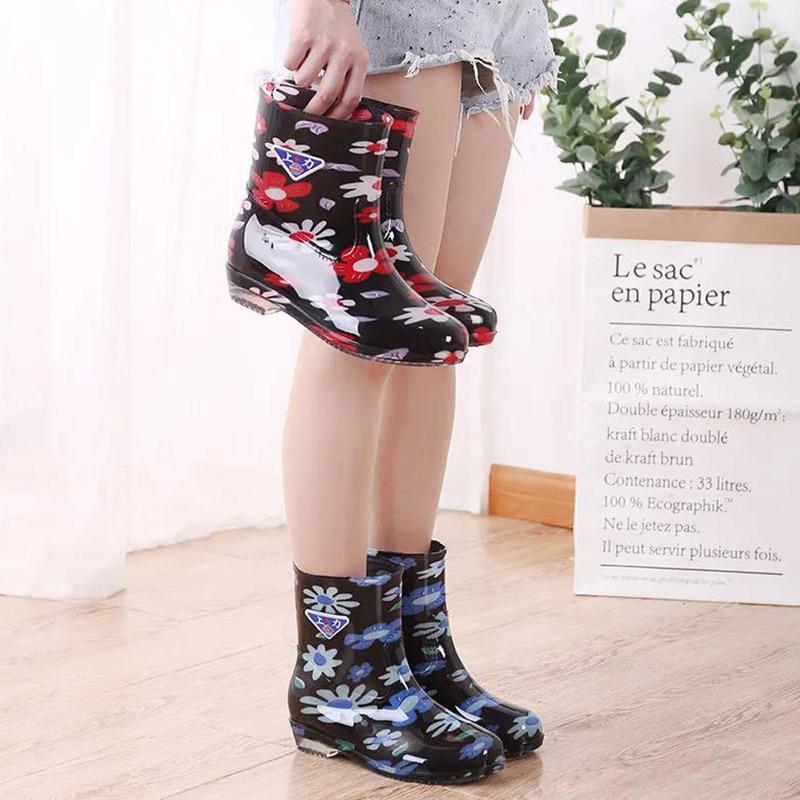 Rain Boots Ladies Adult Water Shoes Short Tube In Tube Rain Boots Fashion Waterproof Non-slip Rubber Shoes