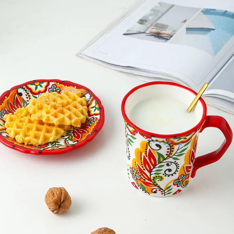 Bohemian Cup and Saucer Package Ceramic Cup Breakfast Milk Cup Net Red Water Cup Household Cup High-value Mug