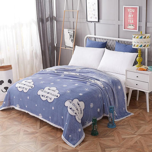 Flannel Blanket Bed Sheet Autumn and Winter Thickening Warm Blanket Sheet Double Blanket Cushion Coral Fleece Blanket Lunch Break Blanket Sofa