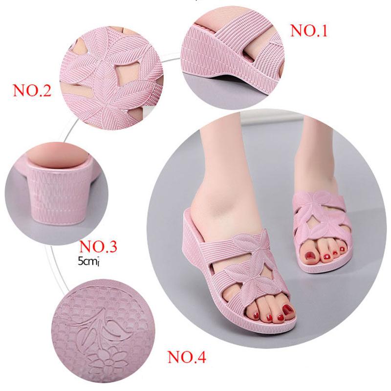 Summer Outdoor High-heeled Sandals and Slippers Plastic Non-slip Home Bathroom Slippers Thick-soled Ladies Beach Shoes Outer Wear