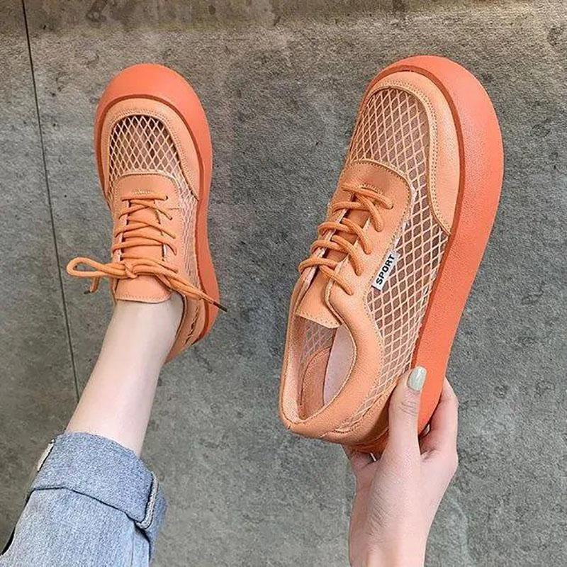 Thick-soled Big Head Mesh Bread Shoes Women Summer All-match Trend White Shoes Trifle Casual Shoes