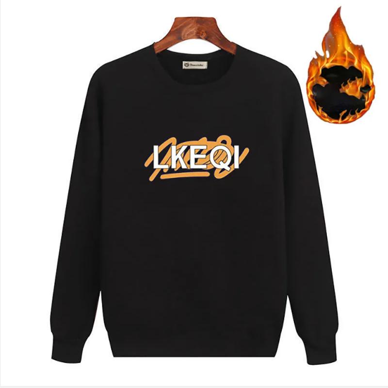 Men Plus Velvet Sweatshirts Thick Long-sleeved Loose O-Neck Pullover Plus Fertilizer Sweater Autumn