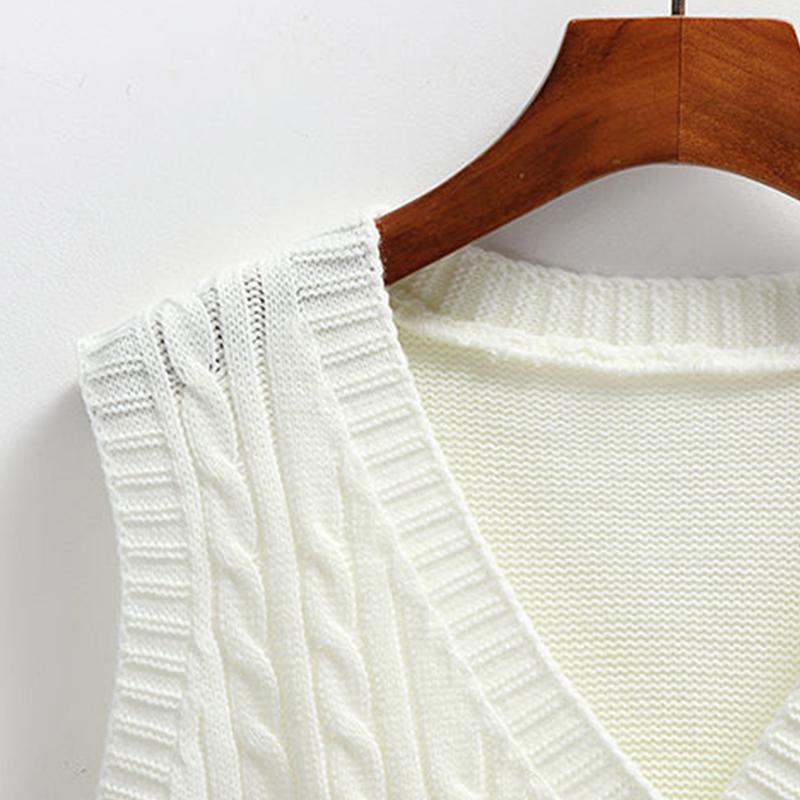 Twist Knitted Vest Women's V-neck Cardigan Spring and Autumn Korean Loose Thick Wool Vest Sleeveless Sweater Jacket