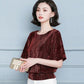 Women Summer Blouses Glitter Loose Short Sleeve Shirt Tops Large Size Elegant Shiny Sequin Tunic Ladies Blouse