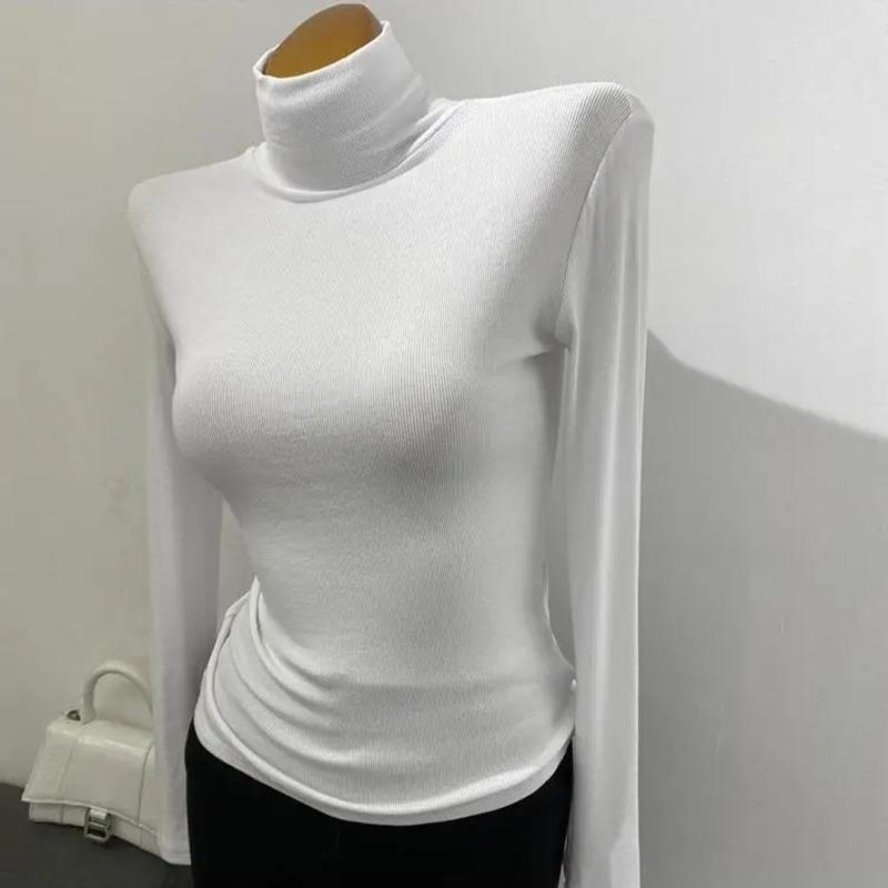 Women Winter Turtleneck Sweater Fashion Slim Pullover Knitted Jumper Long Sleeve White Black High Neck Sweaters Women Fall Basic Top Clothes