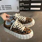 Leopard Biscuit Shoes Cute Big Head Canvas Shoes Spring Korean Trend All-match Shoes Women's Trend